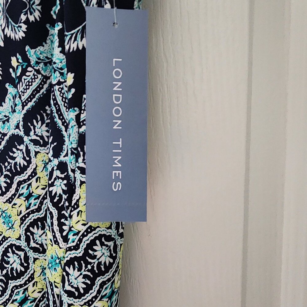 Long double split front dress by London Times. Brand new